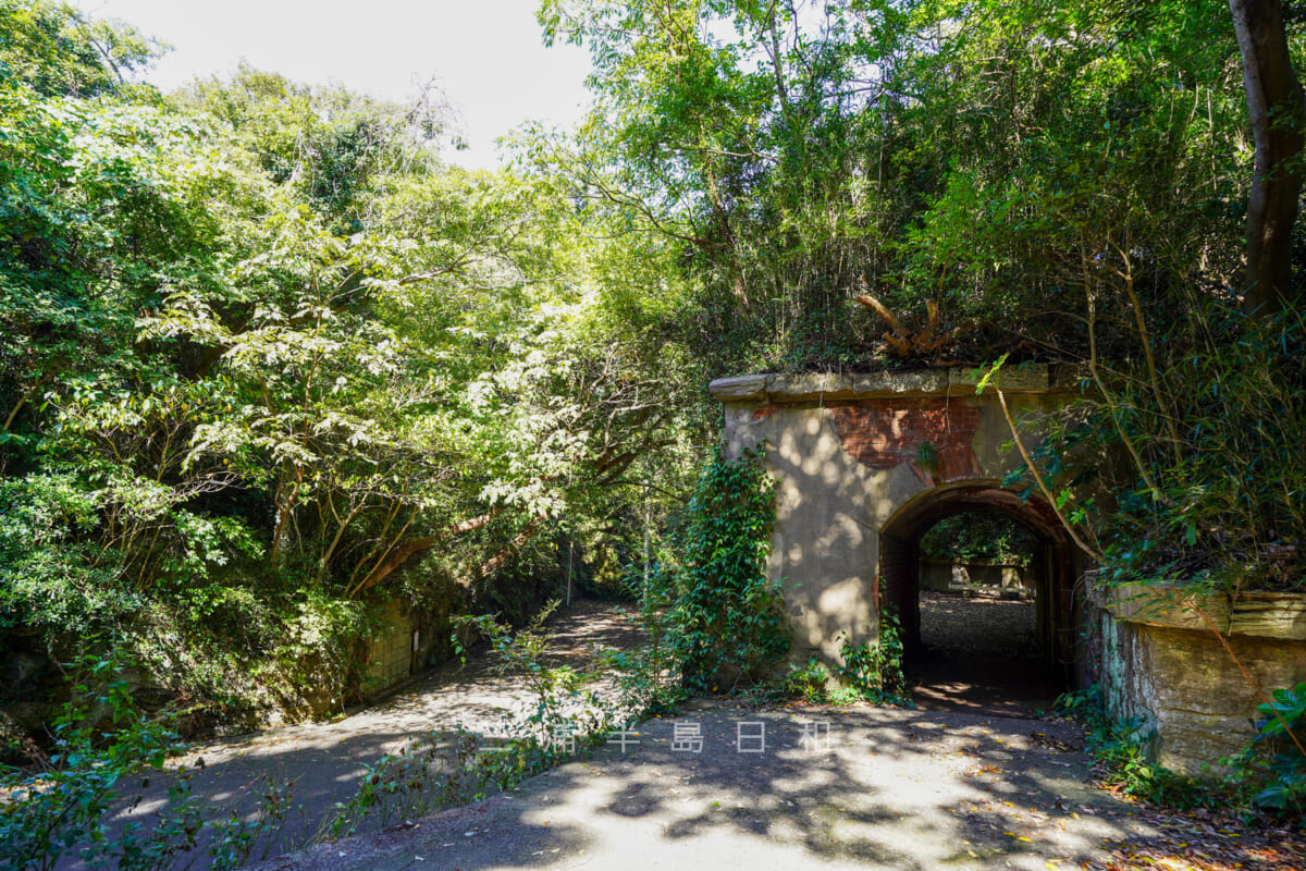県立観音崎公園・観音崎第一砲台(北門第一砲台)跡に残るレンガ積みのトンネル(撮影日:2020.10.21)