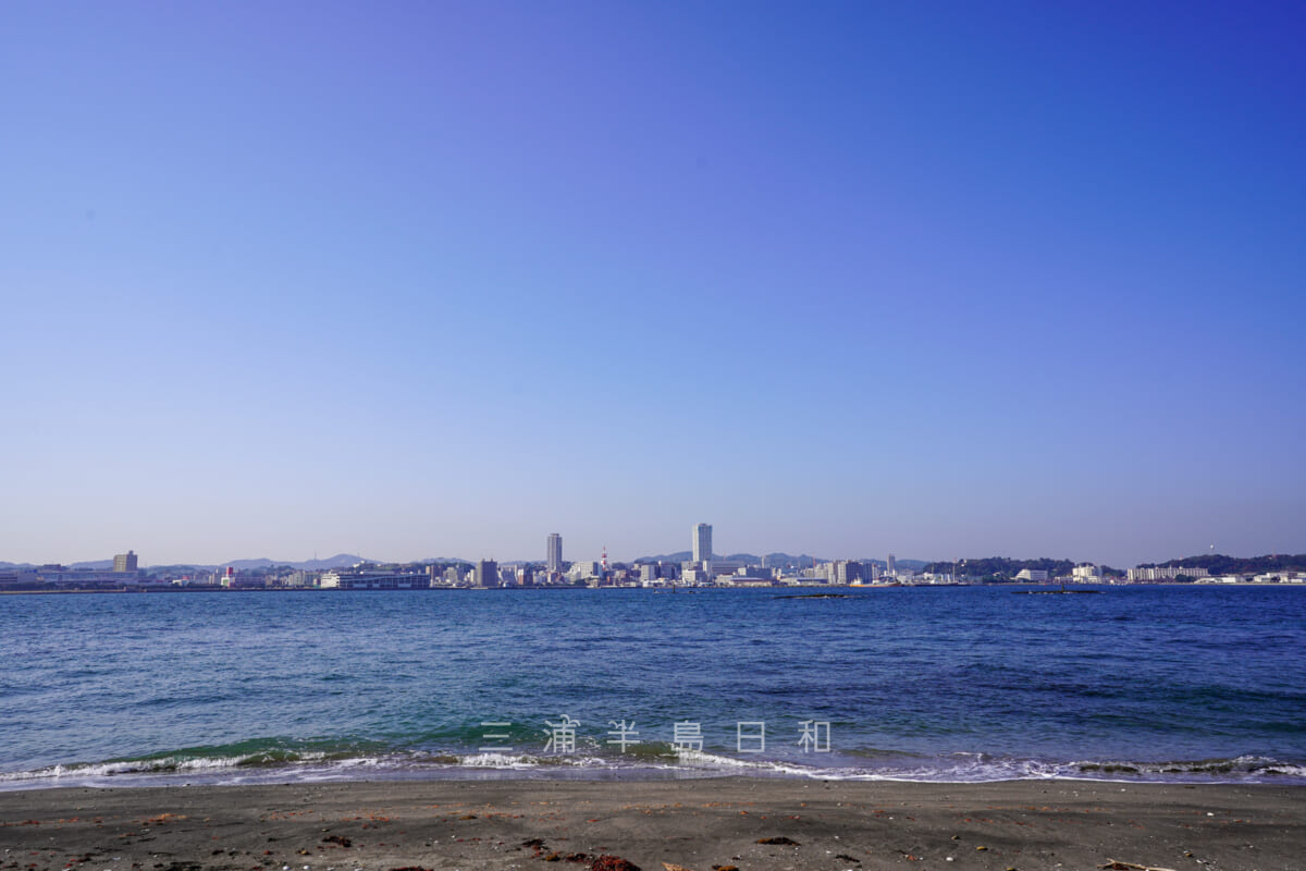 猿島・砂鉄の浜より横須賀市街を望む（撮影日：2020.11.17）