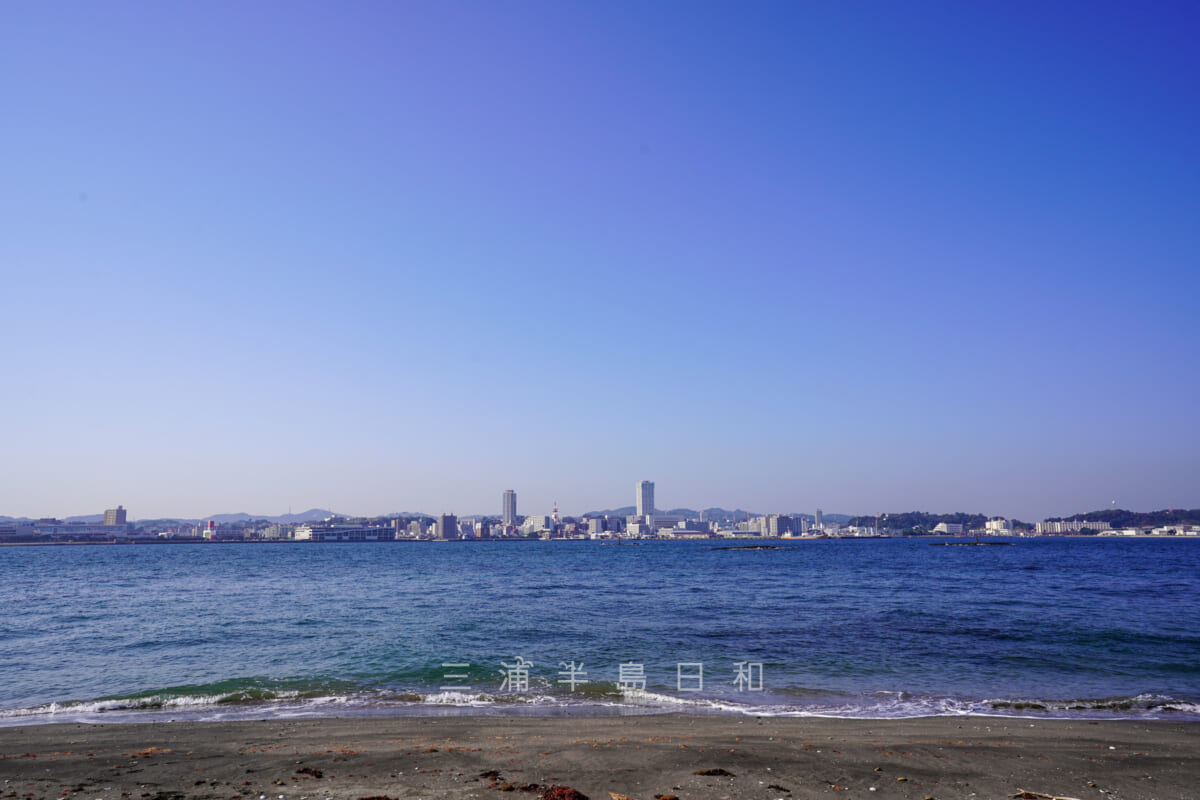 猿島・砂鉄の浜より横須賀市街を望む(撮影日:2020.11.17)