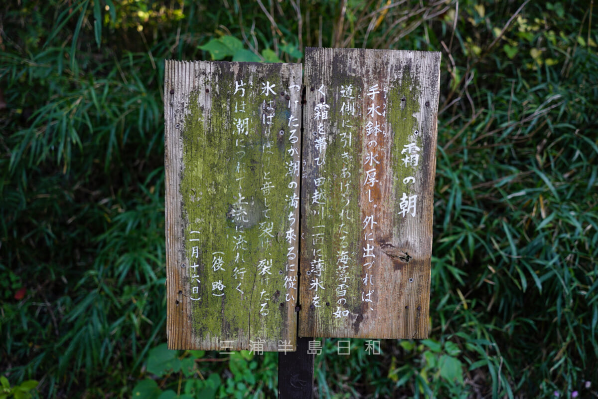 蘆花記念公園・蘆花散歩道の木札（撮影日：2020.11.13）