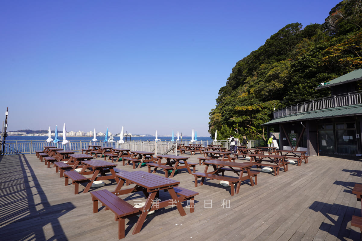 猿島・休憩スペース「ボードデッキ」(撮影日:2020.11.17)