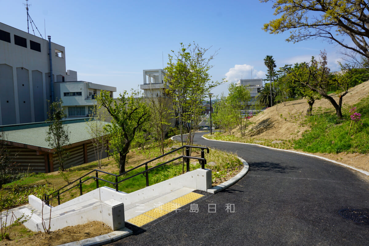 平和中央公園・横須賀市自然・人文博物館横から続くスロープ（撮影日：2021.04.12）