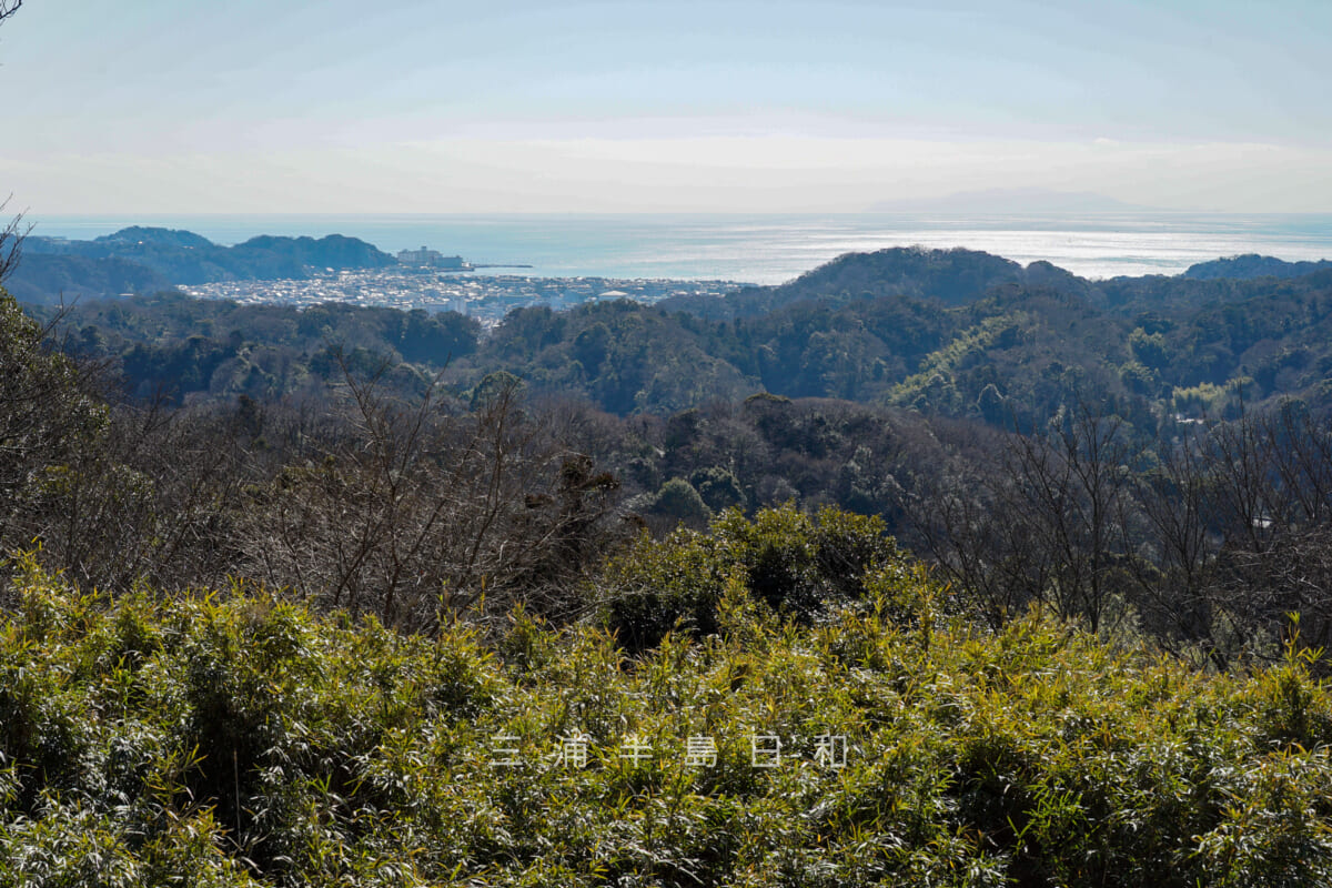 六国見山森林公園・展望台から鎌倉市街、伊豆大島方面を望む（撮影日：2021.02.05）
