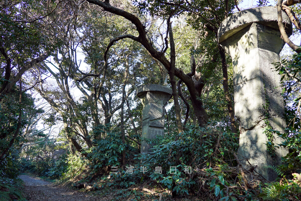 砲台山・武山防空砲台(武山高角砲台)の関連施設跡・何かの支柱(撮影日:2021.01.21)