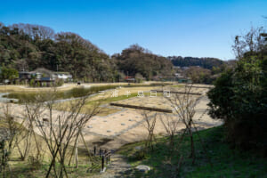 永福寺跡・背後の山の散策路から見た全景（撮影日：2018.03.14）