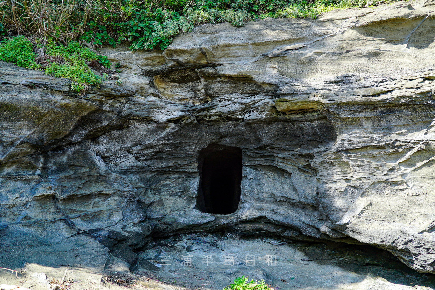 赤羽根海岸・洞窟陣地の入口（撮影日：2021.09.27）