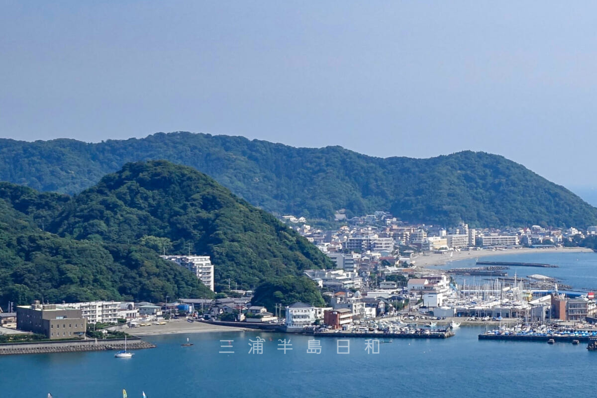 鐙摺城跡・旗立山(軍見山)周辺を披露山公園より望む(撮影日:2021.06.15)