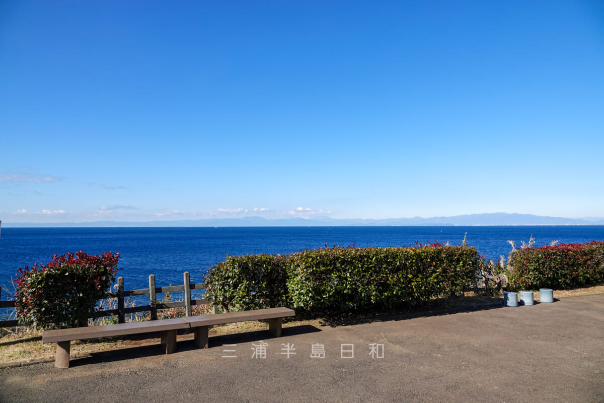京急油壺温泉キャンプパーク・キャンプサイト前からの海の眺望（撮影日：2022.01.31）