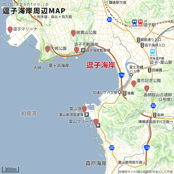 鎌倉逗子-逗子海岸周辺マップ