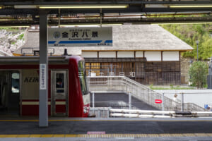 金沢八景権現山公園・京急線金沢八景駅のホームから望む（撮影日：2022.03.31）