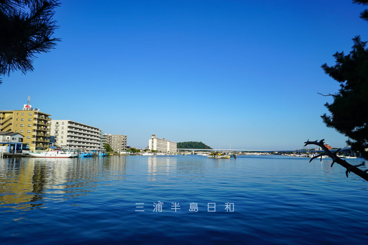 琵琶島神社・琵琶島より平潟湾を望む（撮影日：2020.08.15）