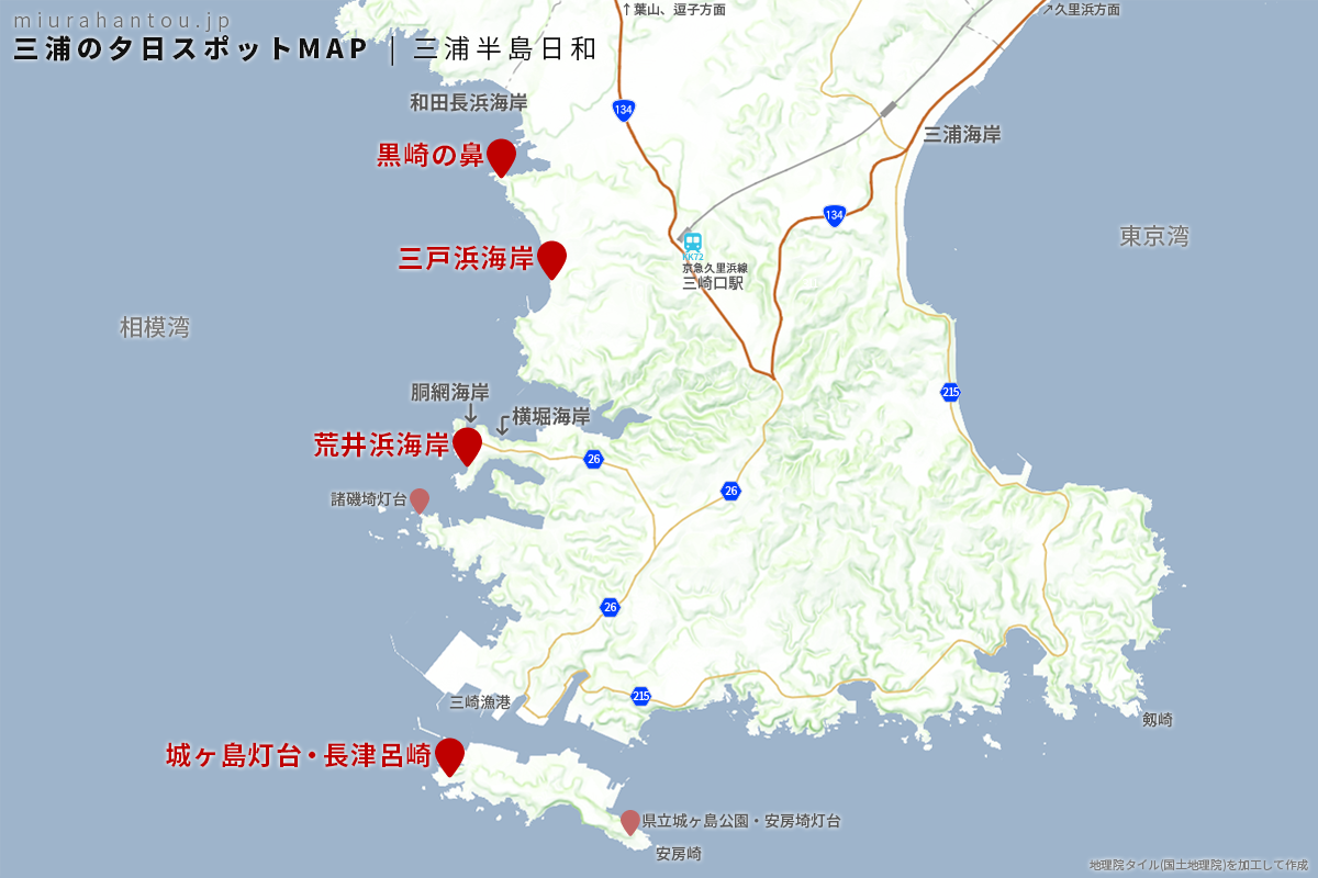 2022三浦の夕日スポットマップ