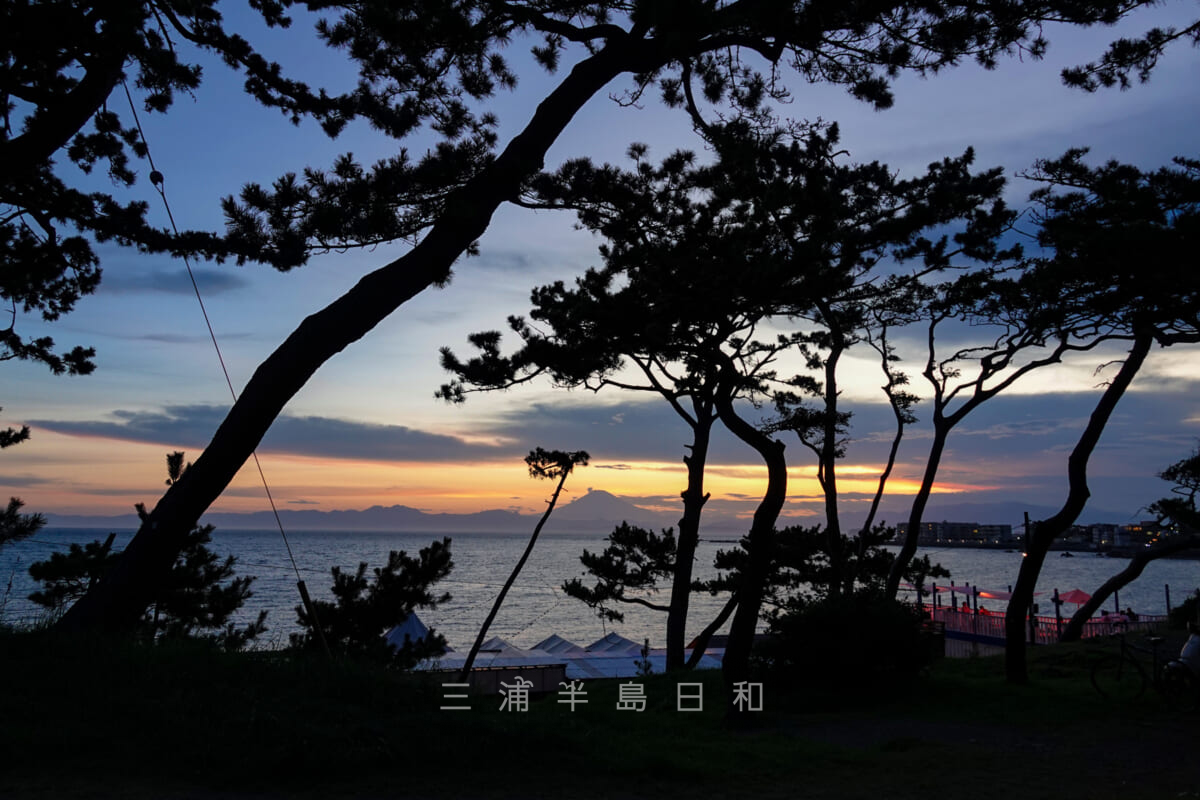 一色公園・夕暮れの富士山を望む（撮影日：2022.07.31）
