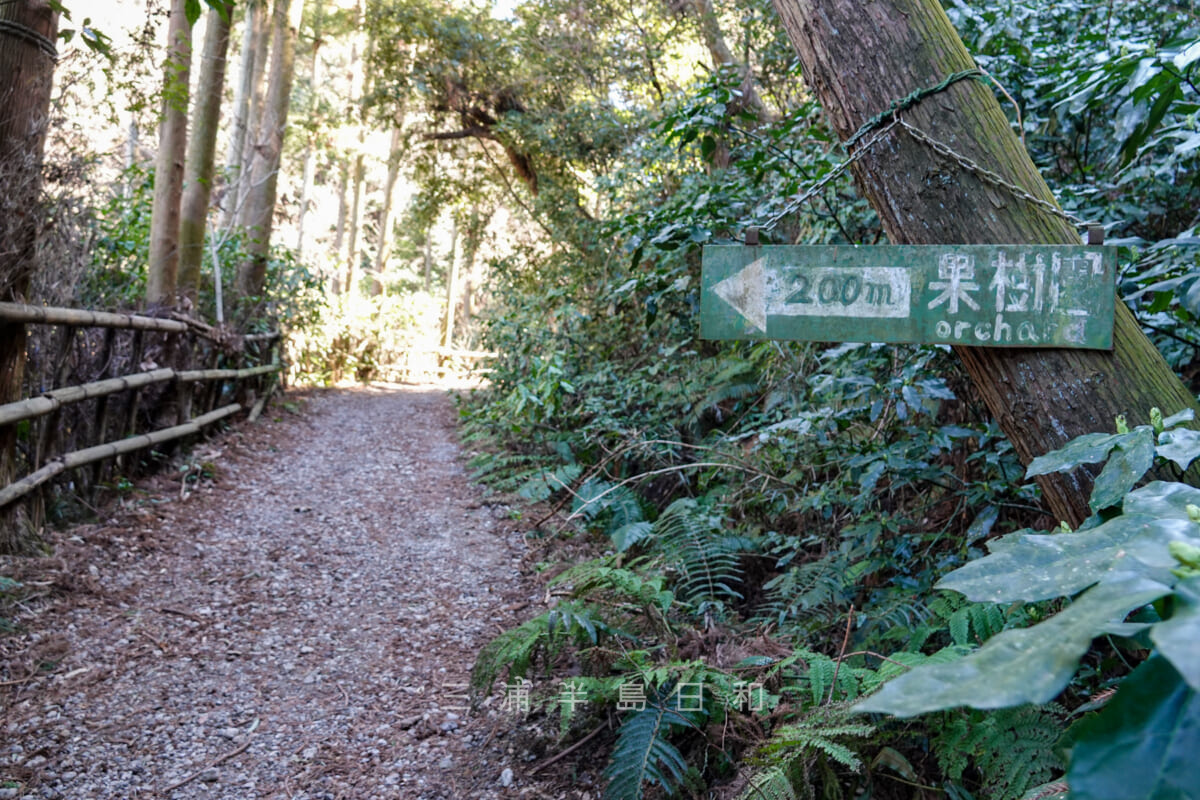 十二所果樹園・三郎の滝とゲートの間にある案内板（撮影日：2023.02.28）