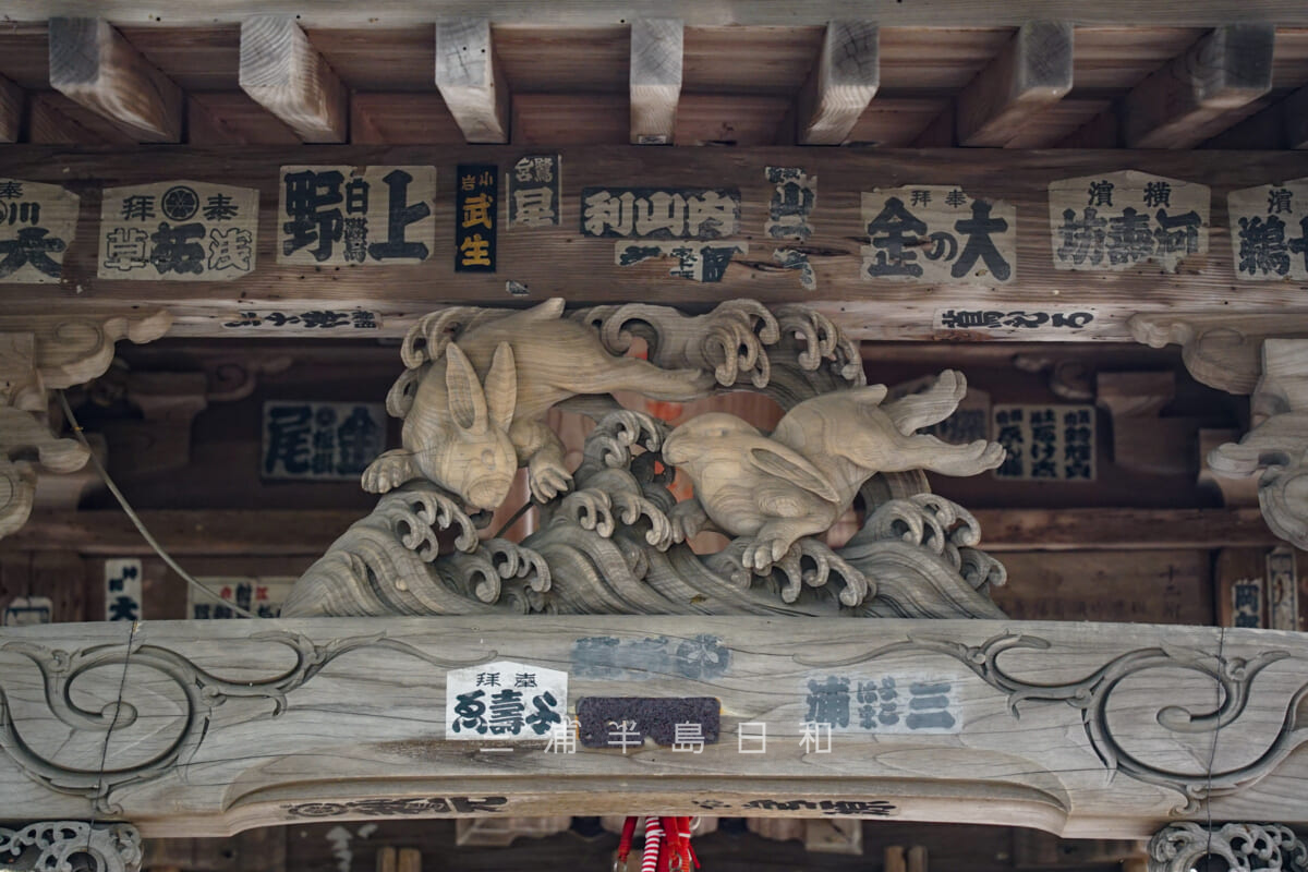 十二所神社（鎌倉）・本殿軒下のウサギの彫刻（撮影日：2023.05.31）