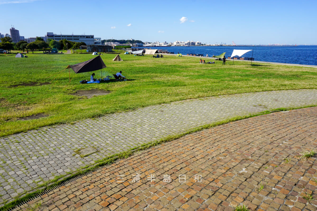 うみかぜ公園・水の丘噴水より芝生広場を望む（撮影日：2023.10.06）