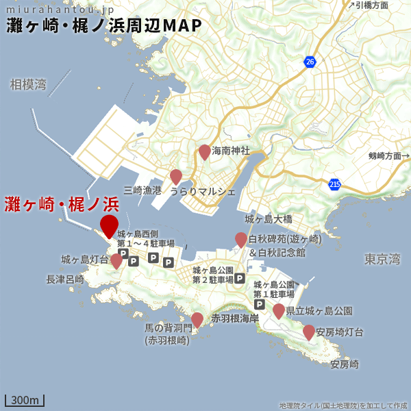 灘ヶ崎・梶ノ浜周辺マップ
