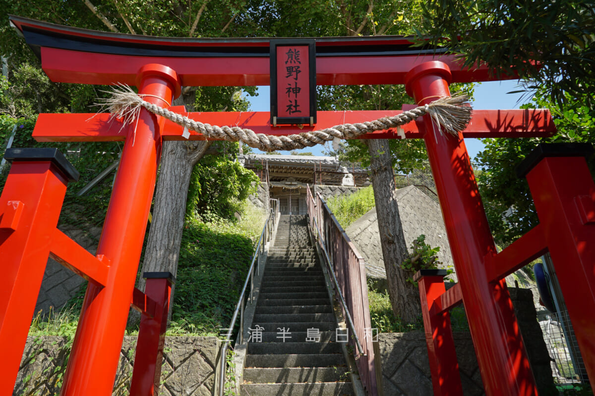 久留和熊野神社・鳥居の前から境内を見上げる（撮影日：2023.09.28）