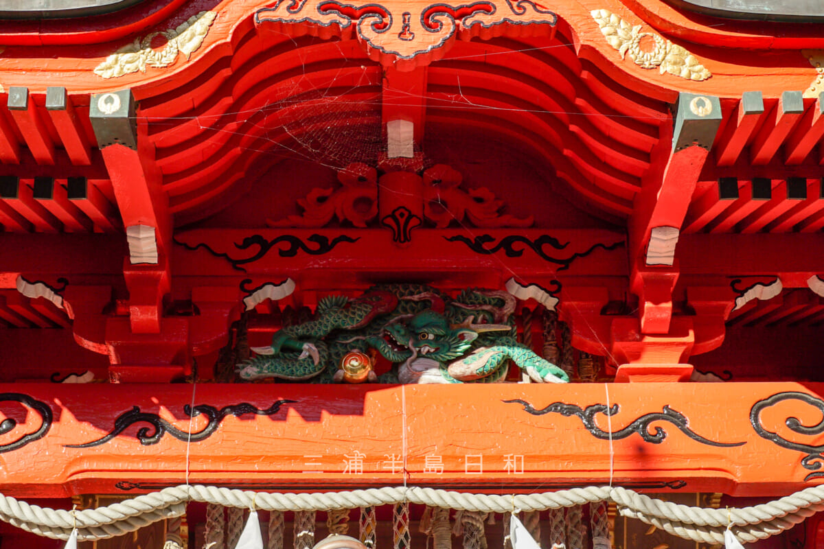 海南神社・本殿の龍の彫刻（撮影日：2023.12.22）