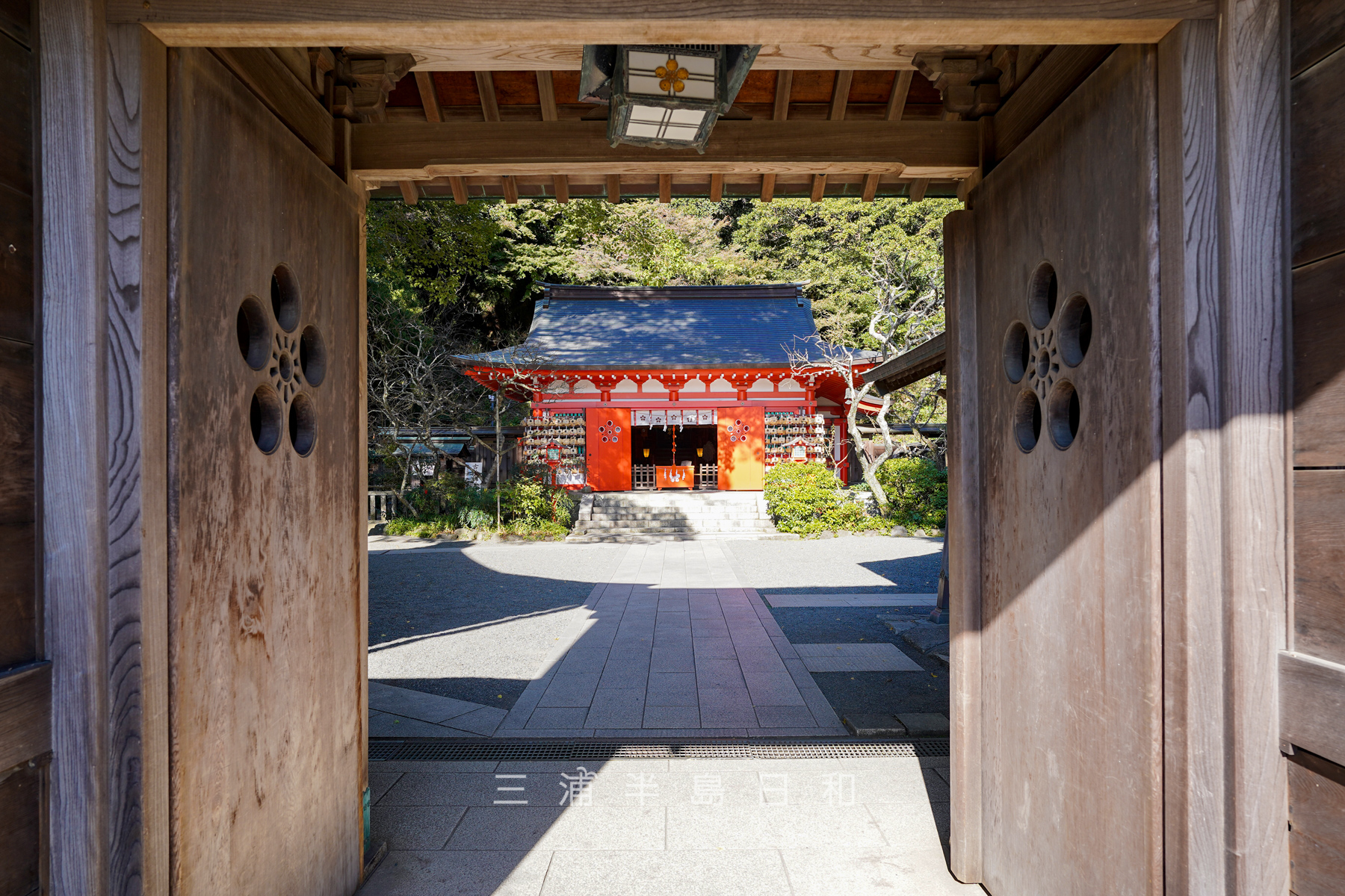 荏柄天神社・神社の門より拝殿を望む（撮影日：2023.12.01）