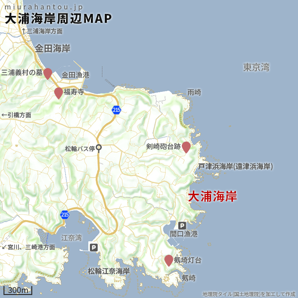大浦海岸マップ周辺マップ