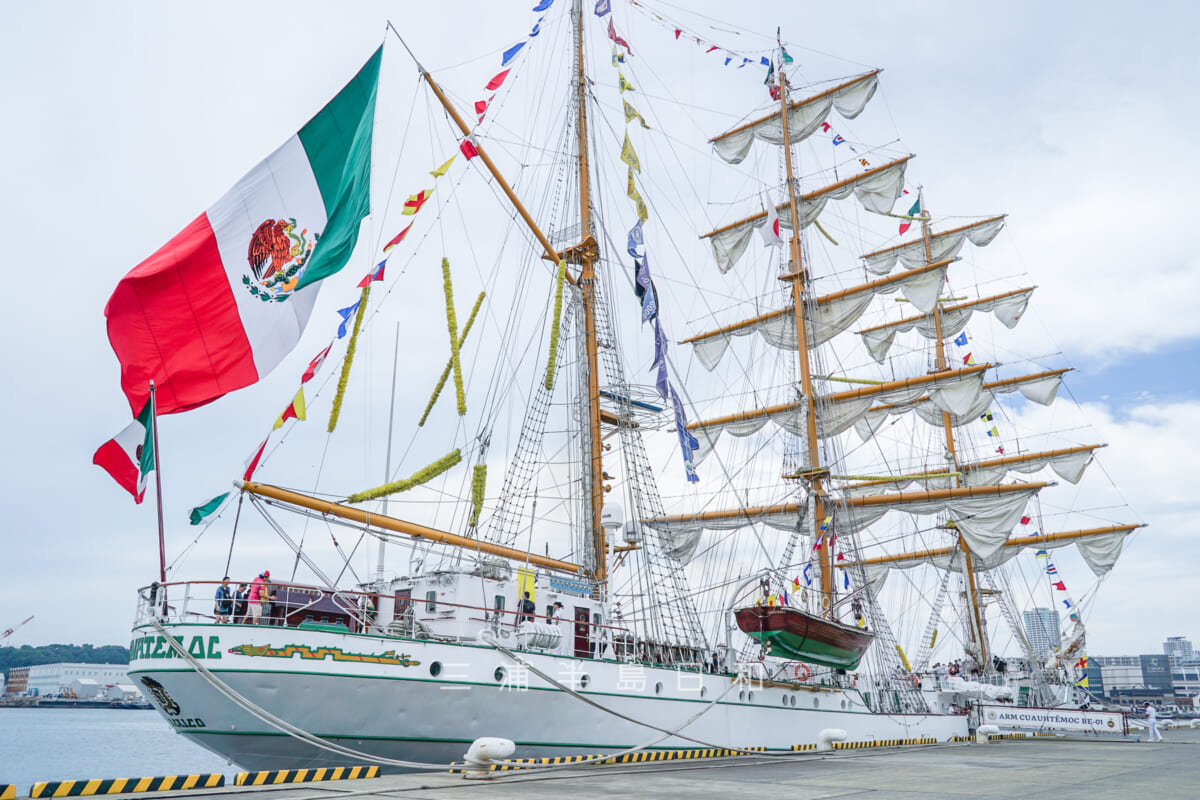 メキシコ海軍練習帆船「クアウテモック号」・船尾から見た全体像（撮影日：2024.07.09）