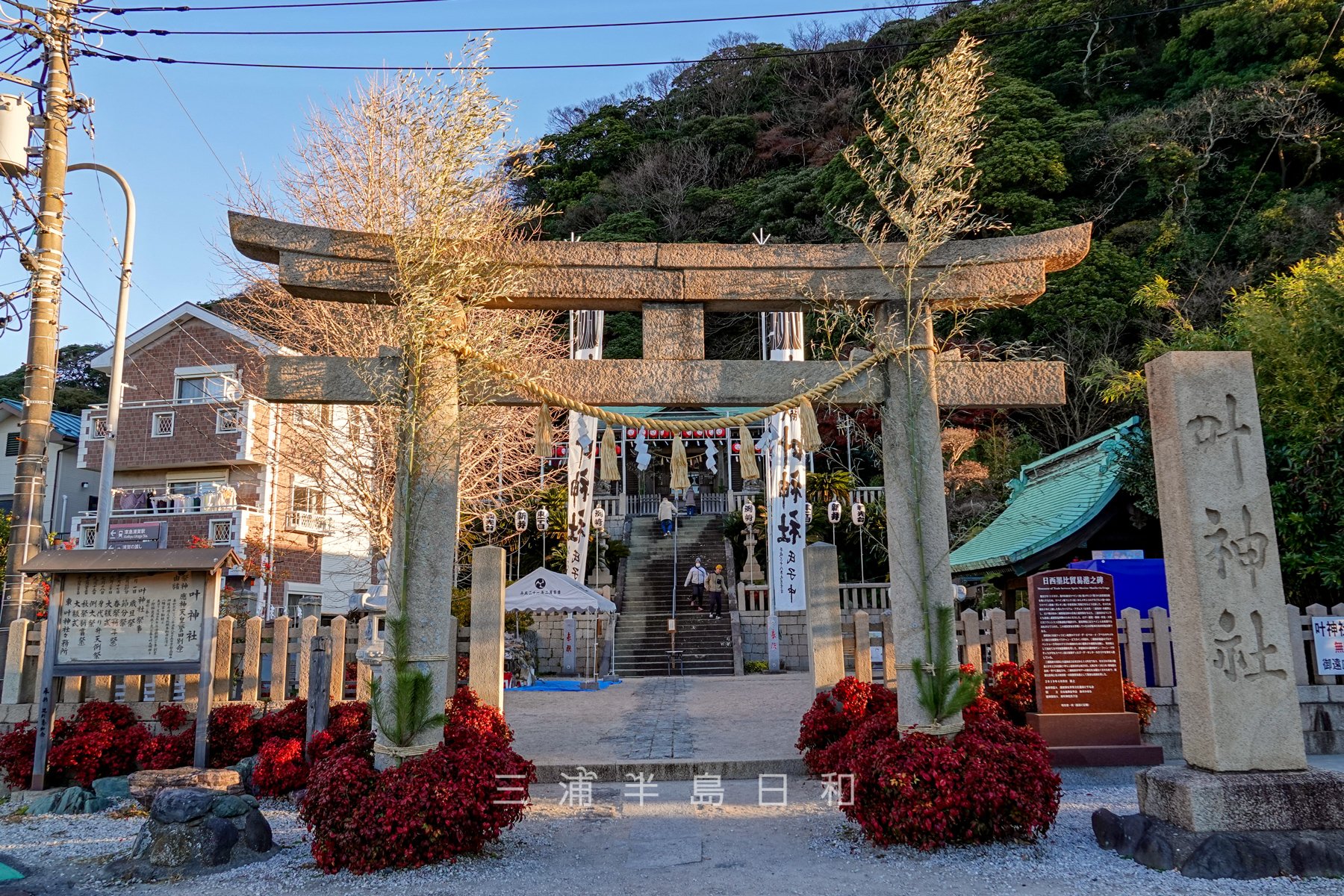 東叶神社・初日の出に照らされるお正月の境内（撮影日：2025.01.01）