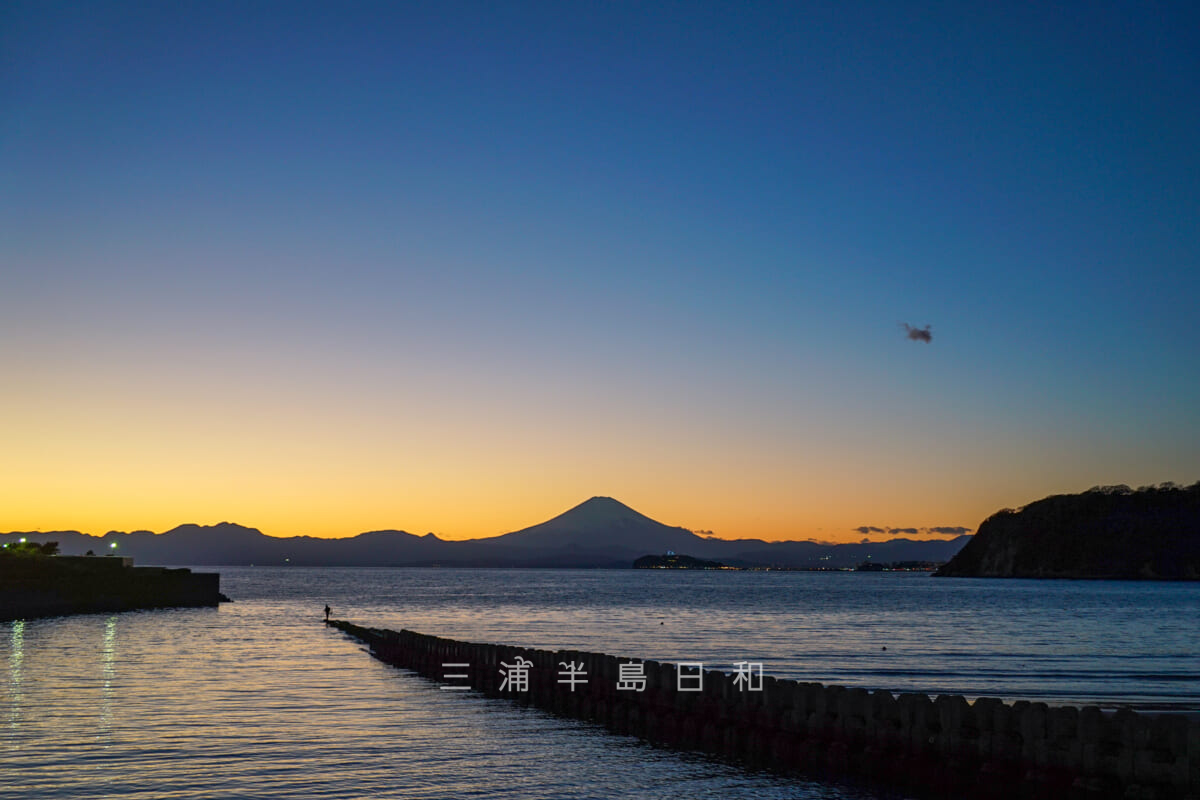 渚橋より夕暮れの富士山を望む（ワイド）（撮影日：2025.01.10）