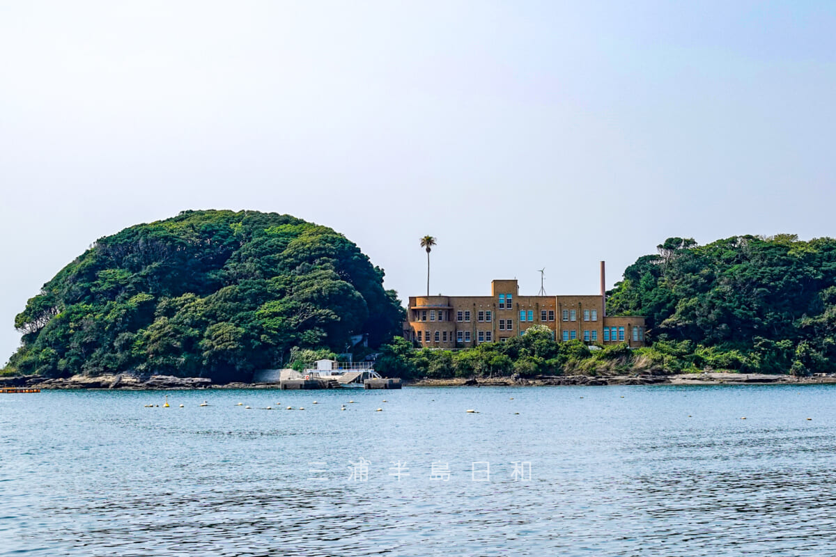 東京大学大学院理学系研究科付属臨海実験所-日本海洋生物学百周年記念館（三崎臨海実験所旧本館）・諸磯側より望む（撮影日：2018.08.03）