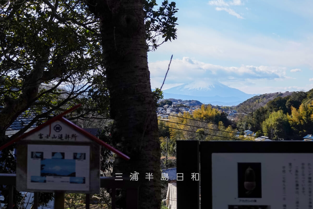 三島神社（武三島神社）・富士山遥拝所より富士山を拝む（撮影日：2025.02.20）