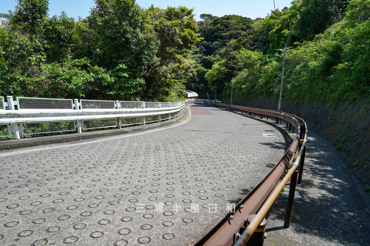 地獄坂(ハイランド)・坂上よりヘアピンカーブ方面を望む(撮影日:2025.04.27)