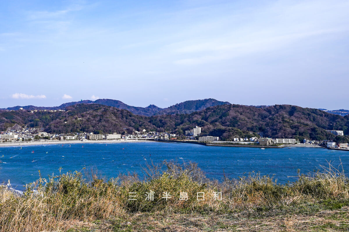 大崎公園より逗子海岸から鐙摺の海岸線を望む（撮影日：2022.03.11）