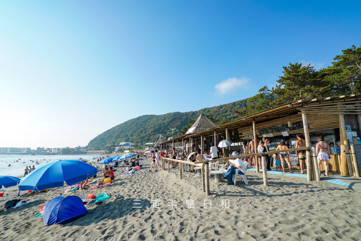 一色海岸（一色海水浴場）・海の家「Blue Moon」前（撮影日：2025.08.31）
