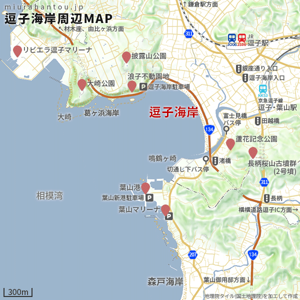 逗子海岸周辺マップ