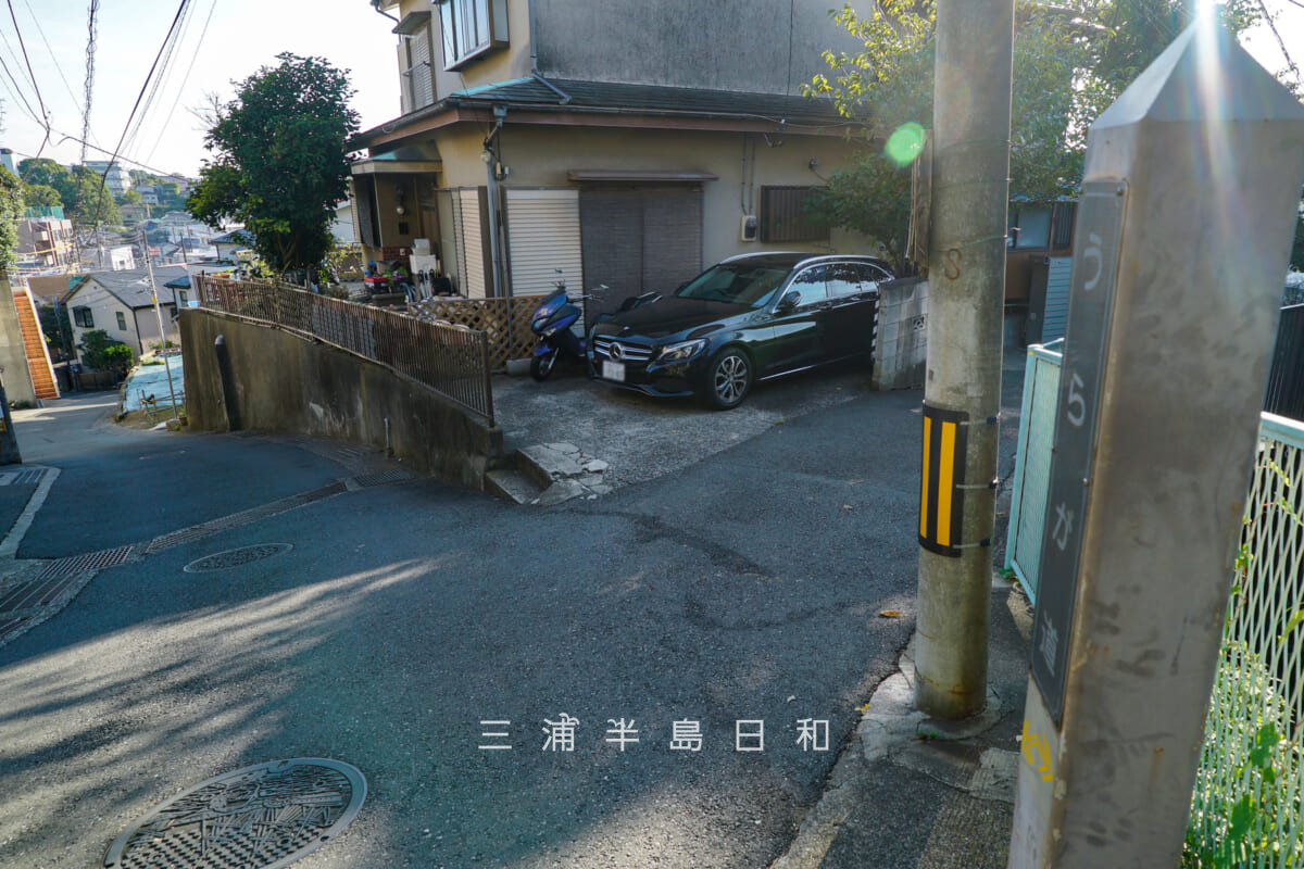 うぐいす坂・坂の中ほどより見下ろす(撮影日:2025.10.30)