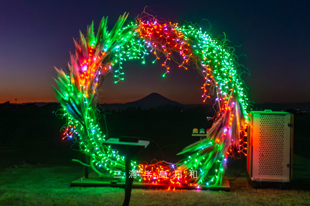 長井海の手公園 ソレイユの丘「きらめく丘のぬくもりクリスマス」2025クリスマスイルミネーション・イルミネーション&富士山のフォトスポット(赤&緑)(撮影日:2025.12.07)