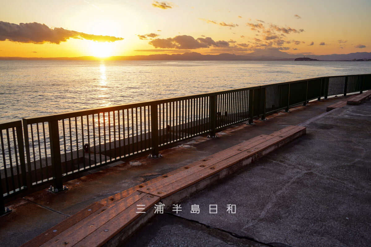 葉山港-新港・A防波堤より夕日を望む（撮影日：2026.01.30）