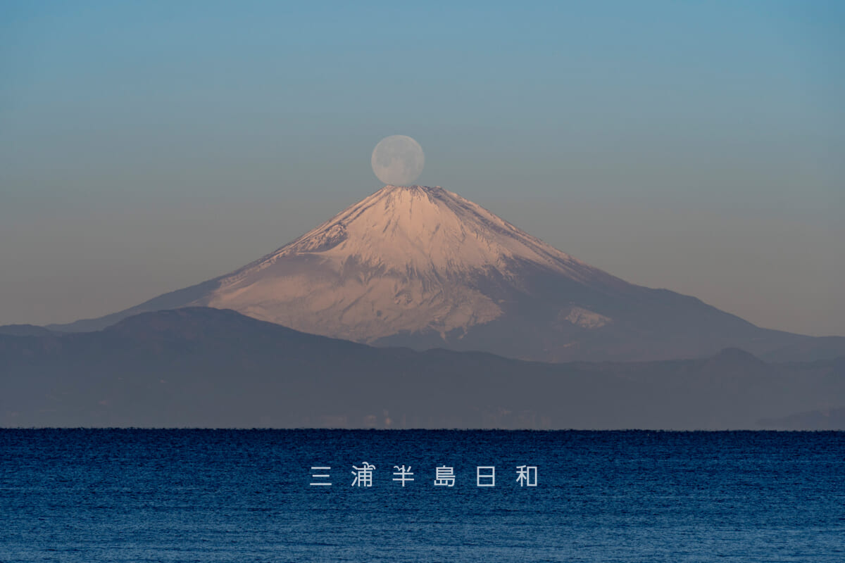 三戸浜海岸から見たパール富士[日の出30分後]（撮影日：2026.02.03）