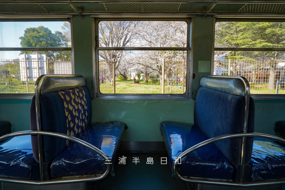 第一運動公園・京急デハ601車両のボックスシート（撮影日：2026.04.03）