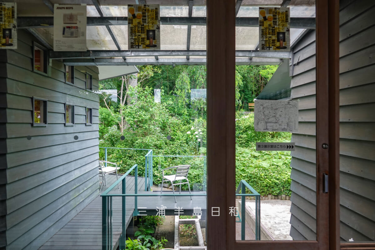 カスヤの森現代美術館・エントランスホールから裏庭(カスヤの森)や別棟展示室への出入口(撮影日:2026.06.04)