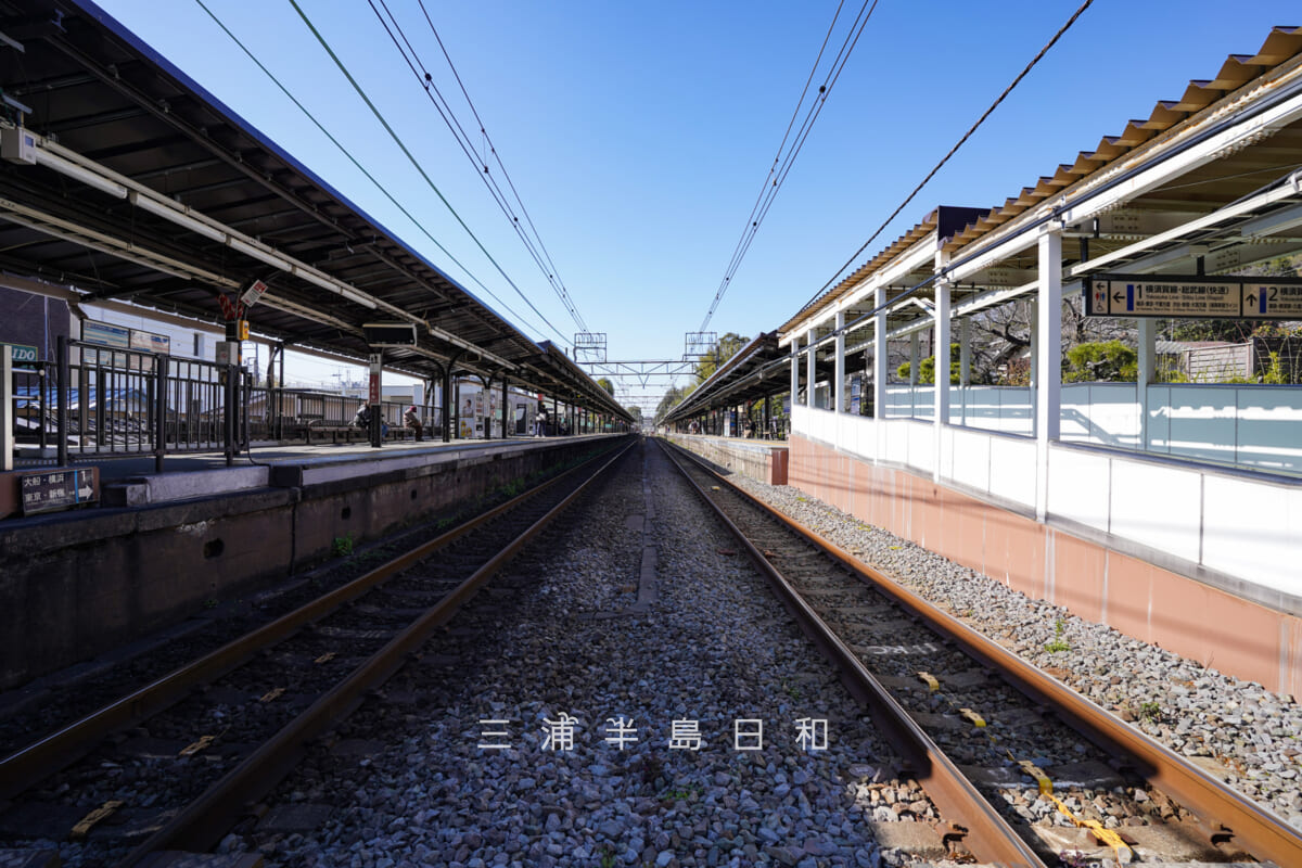 JR北鎌倉駅・駅構内の踏切より大船駅方面を望む（撮影日：2020.03.06）